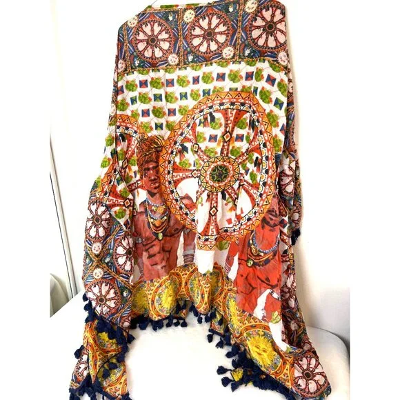 Antica Sartoria Giacomo Cinque open front Art to wear ONE SIZE Poncho Mumu - Picture 8 of 8